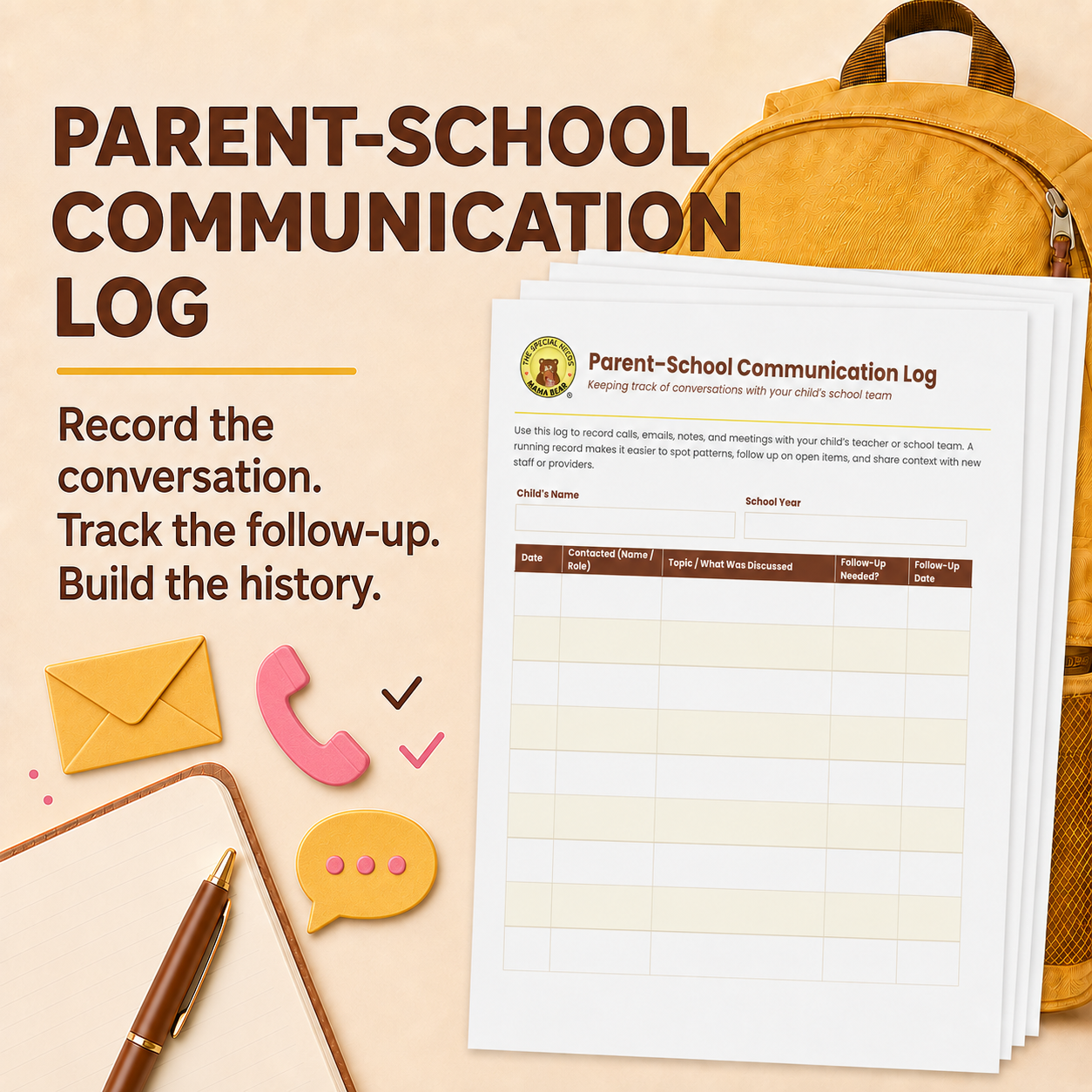 Parent-School Communication Log for Special Education
